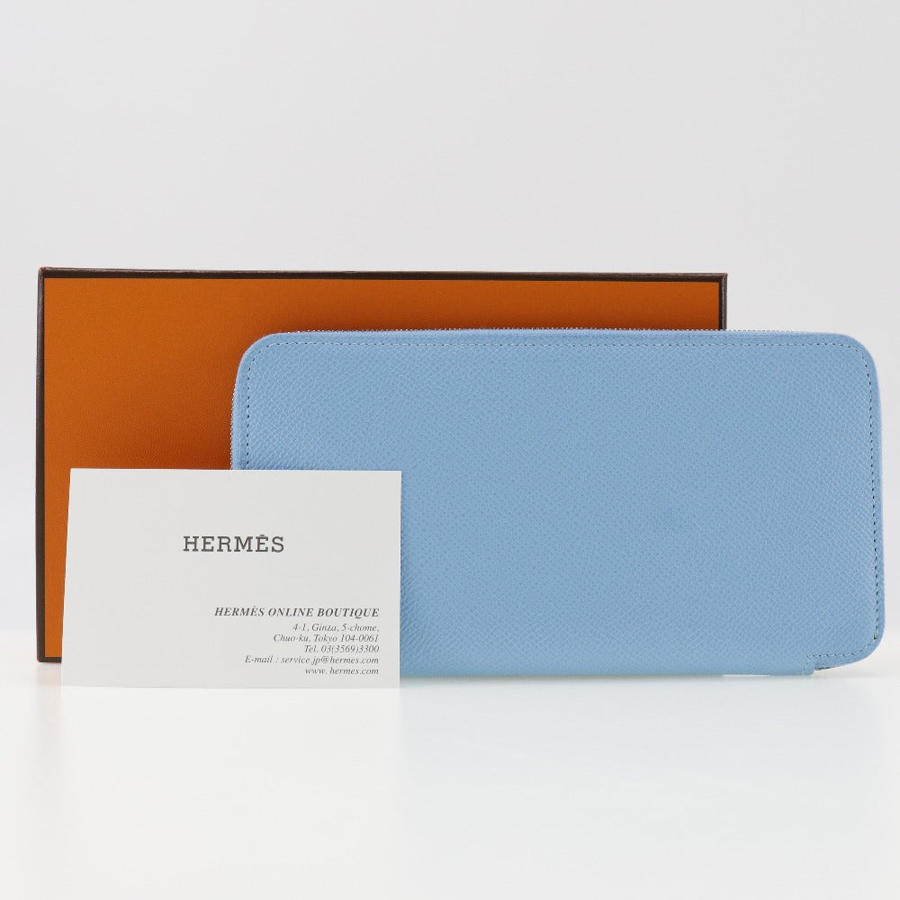 HERMES Long Wallet Purse Epsom light blue Azap long silk in Women Used