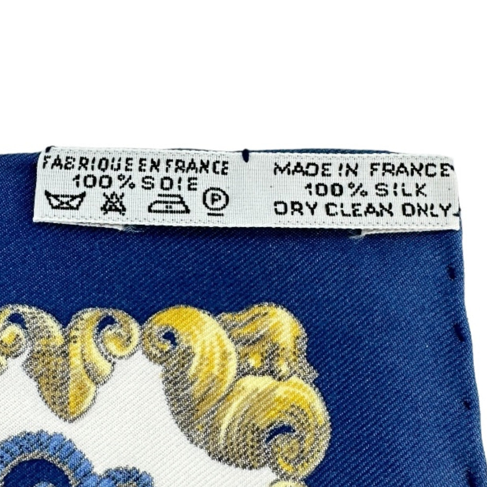 HERMES scarf silk blue Louis XIV straddling a white horse LVDOVICVS MAGNVS Carre42 Women Used
