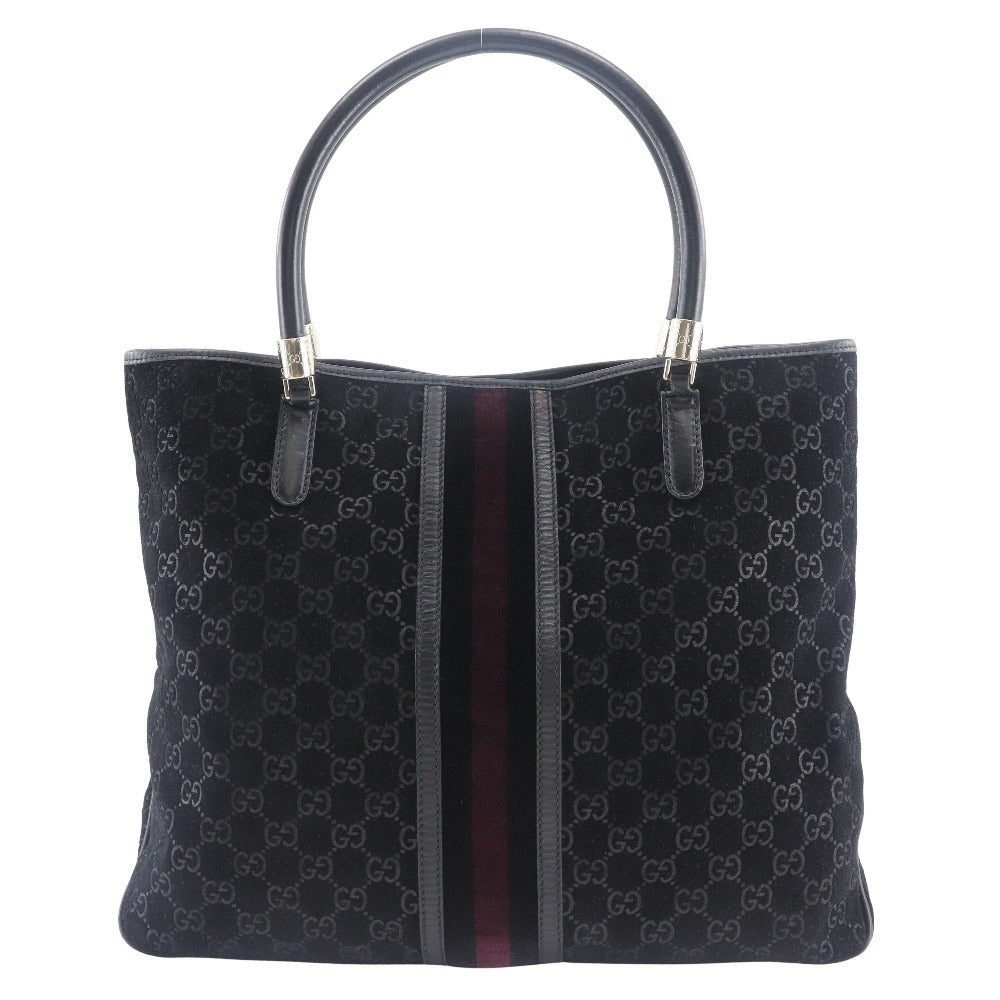 GUCCI Tote Bag 162160 Suede black GG Shelly line unisex(Unisex) Used
