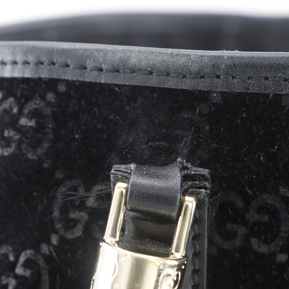 GUCCI Tote Bag 162160 Suede black GG Shelly line unisex(Unisex) Used