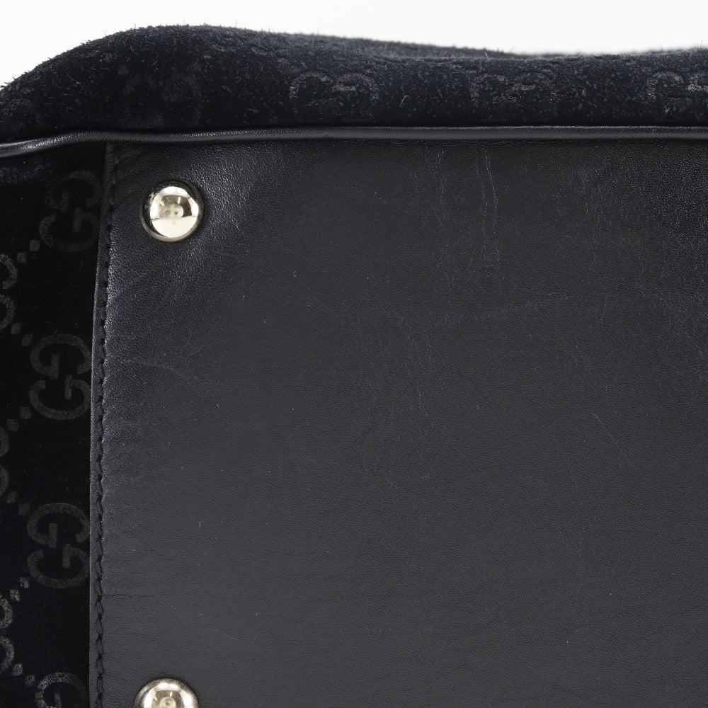 GUCCI Tote Bag 162160 Suede black GG Shelly line unisex(Unisex) Used