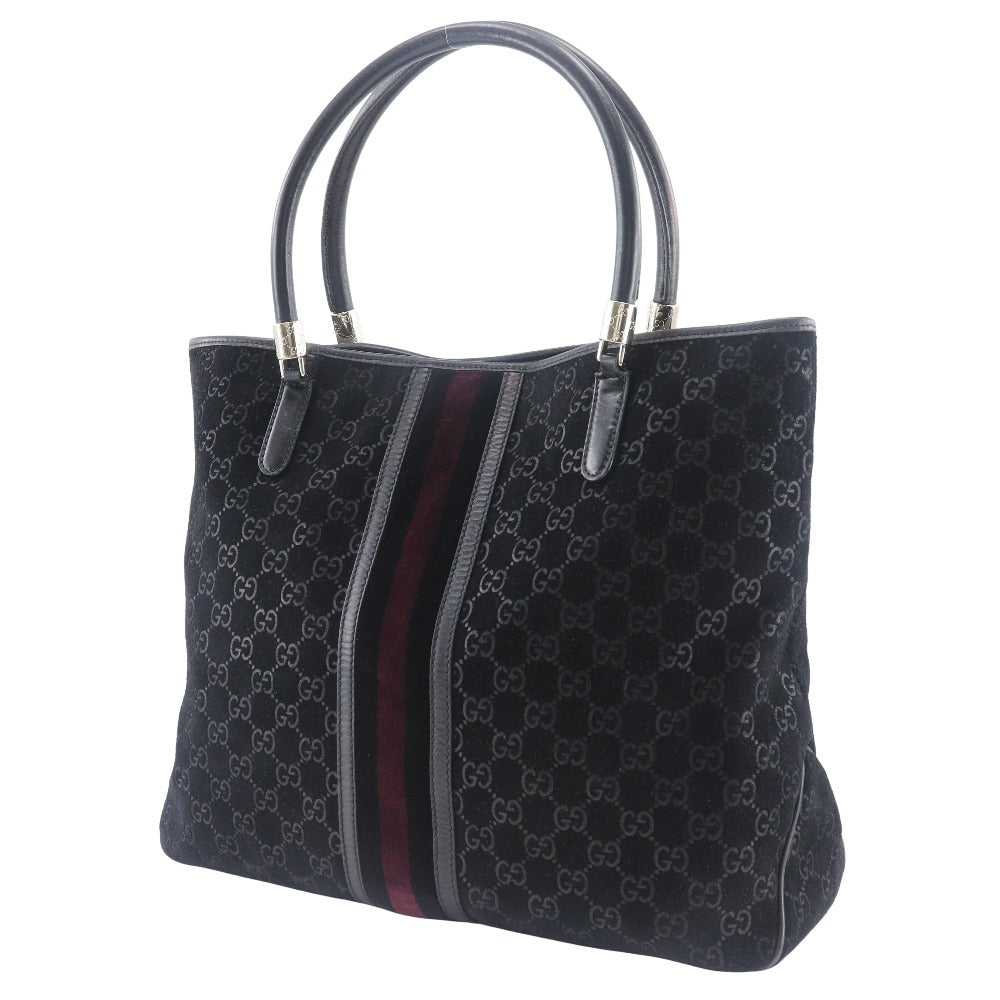 GUCCI Tote Bag 162160 Suede black GG Shelly line unisex(Unisex) Used