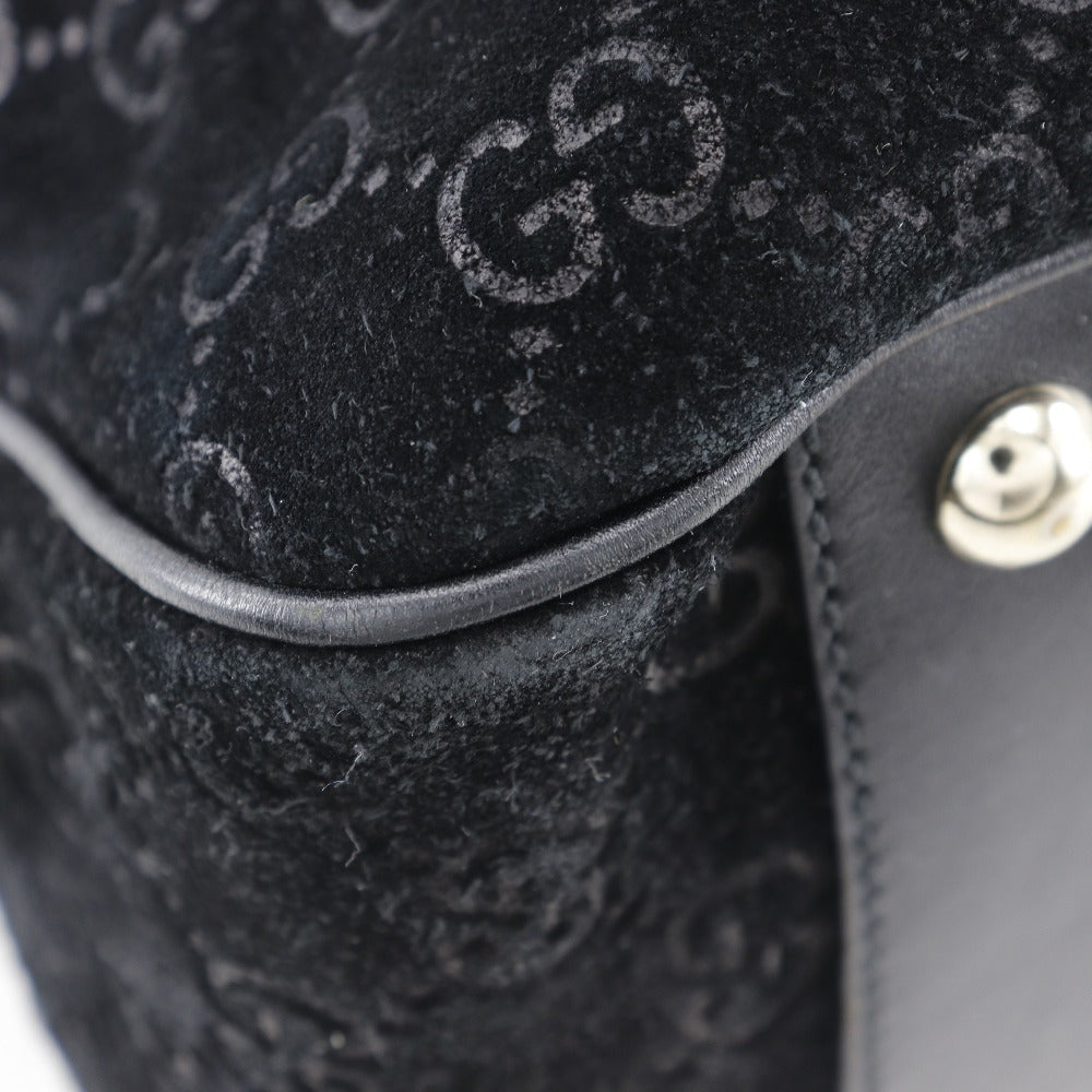 GUCCI Tote Bag 162160 Suede black GG Shelly line unisex(Unisex) Used