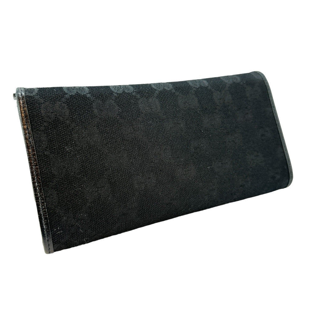 GUCCI Long Wallet Purse GG canvas black Women(Unisex) Used