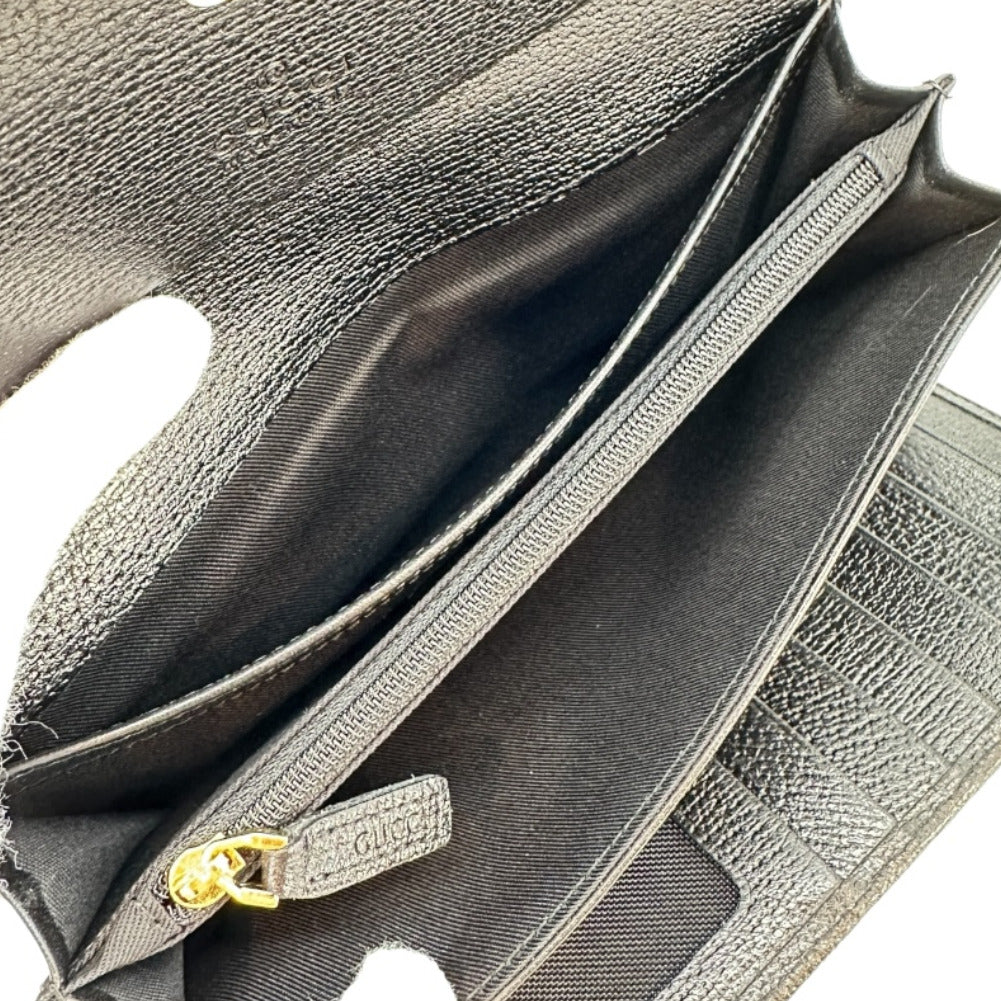 GUCCI Long Wallet Purse GG canvas black Women(Unisex) Used