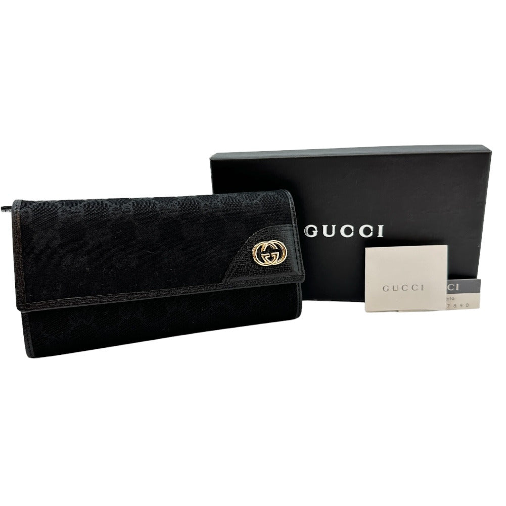 GUCCI Long Wallet Purse GG canvas black Women(Unisex) Used