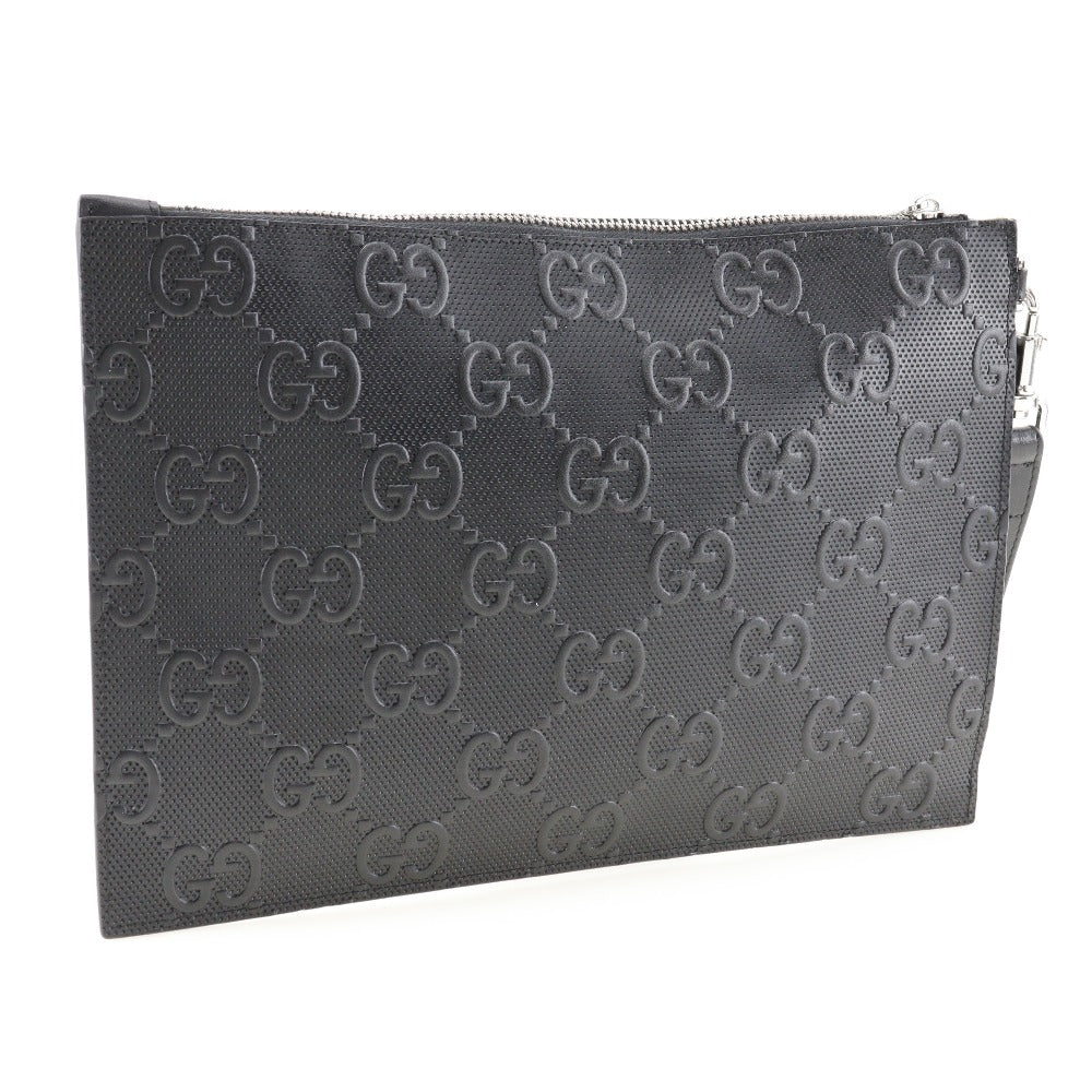 GUCCI Clutch bag 625569 leather black GG emboss mens Used