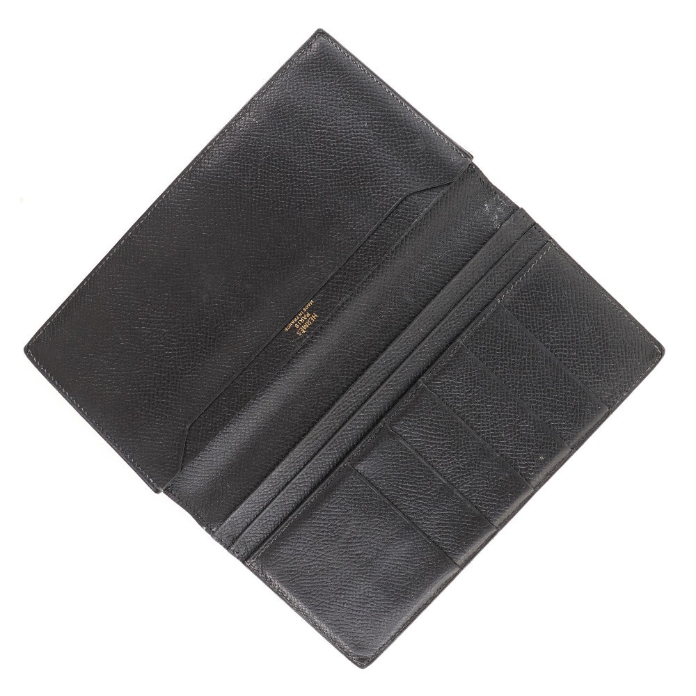 HERMES Bill Compartment leather black MC2 Fleming mens Used