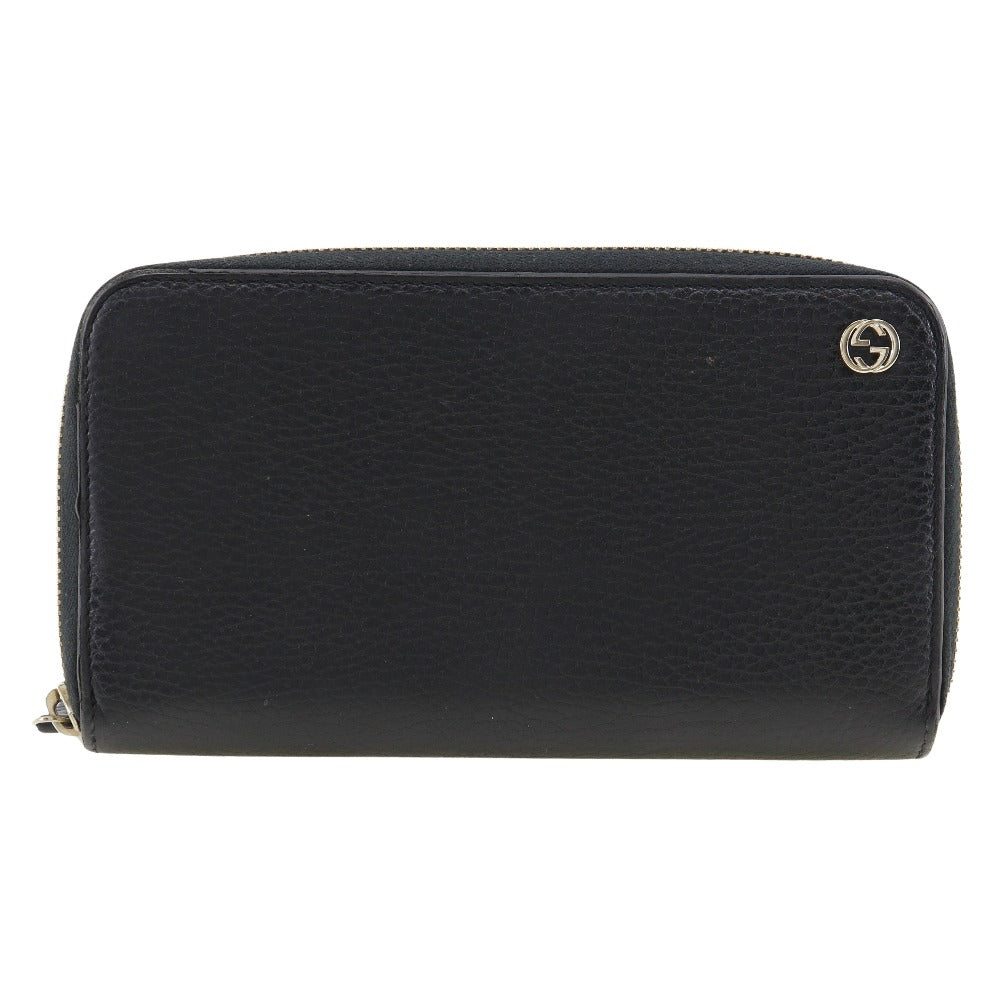 GUCCI Long Wallet Purse 509644 leather black Interlocking unisex(Unisex) Used