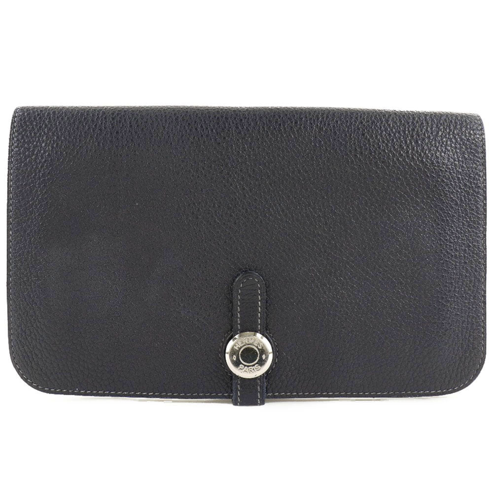 HERMES Long Wallet Purse Togo Navy blue Dogon GM unisex(Unisex) Used