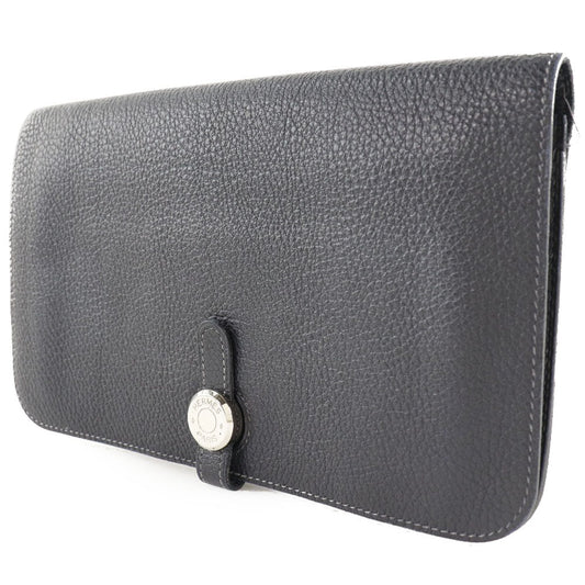 HERMES Long Wallet Purse Togo Navy blue Dogon GM unisex(Unisex) Used