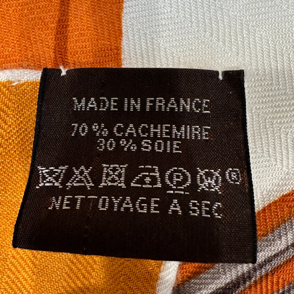 HERMES Stall Cashmere, Silk Orange Caljean 140 Women Used