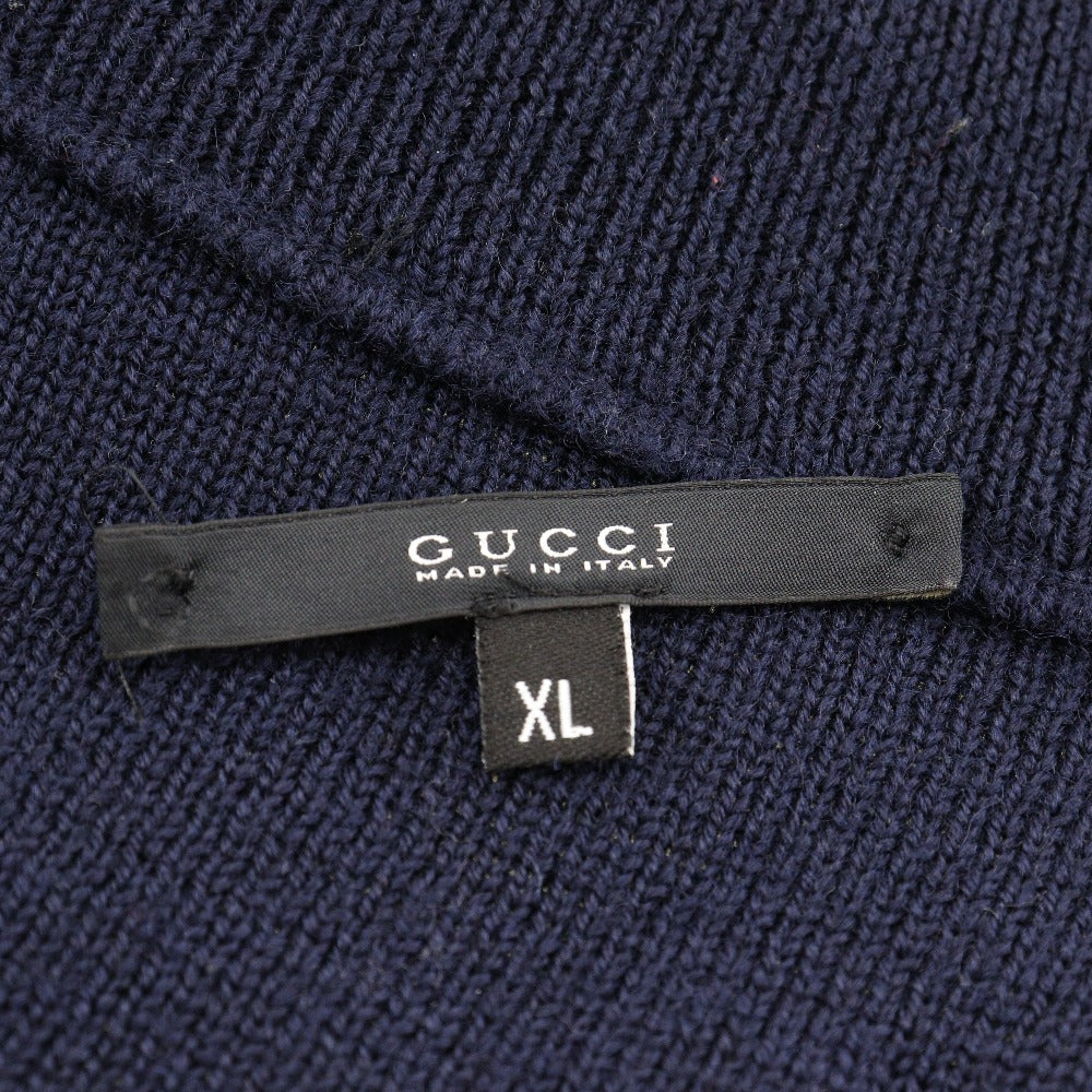GUCCI sweater cotton Navy Zip up mens XL Used