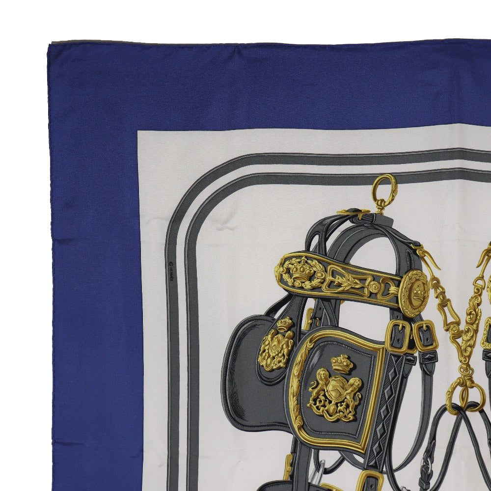HERMES scarf silk blue Ceremony bridle BRIDES de GALA Carre90 Women Used