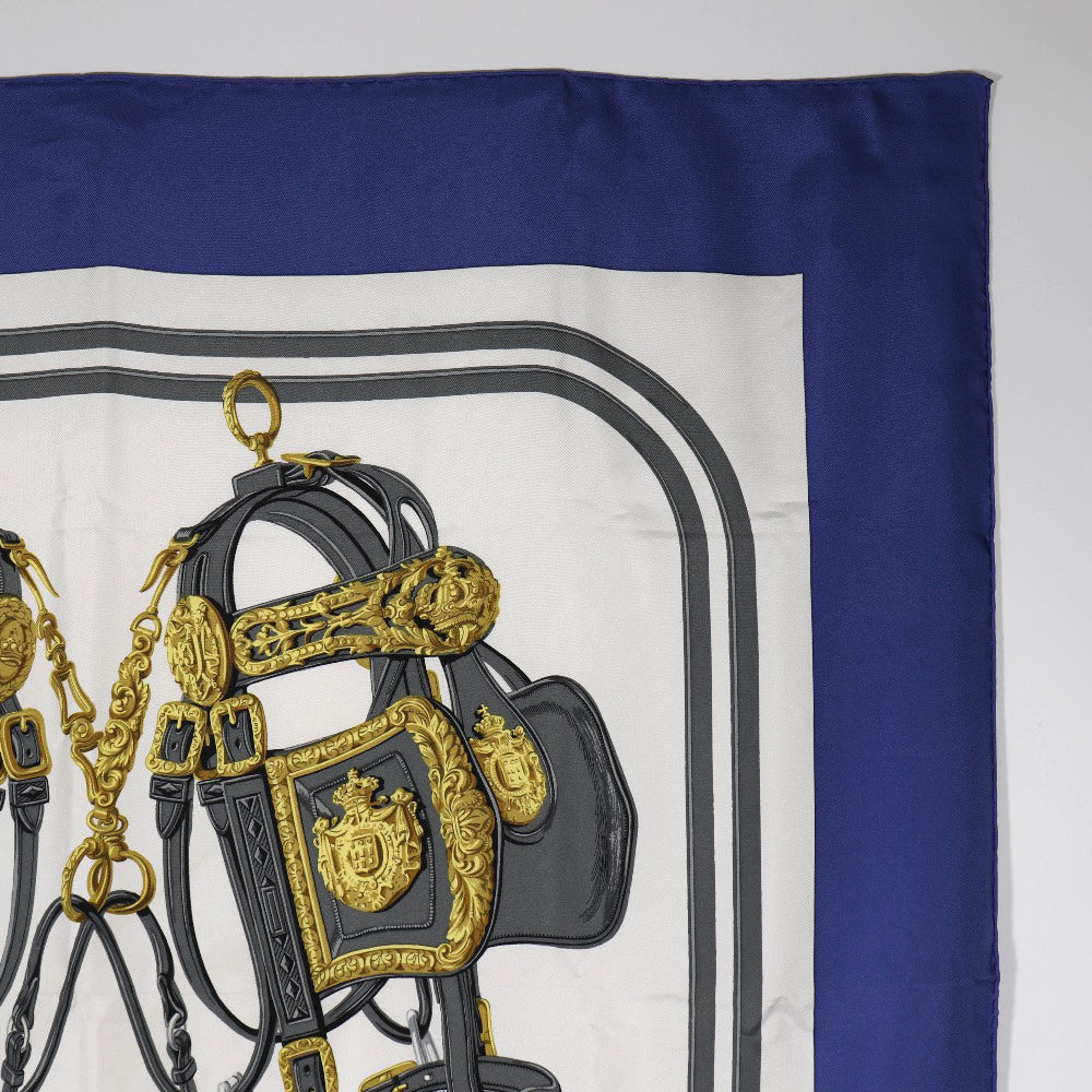 HERMES scarf silk blue Ceremony bridle BRIDES de GALA Carre90 Women Used