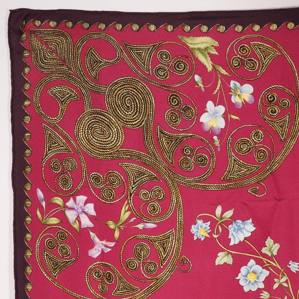 HERMES scarf silk Red ARABESQUES arabesque Carre90