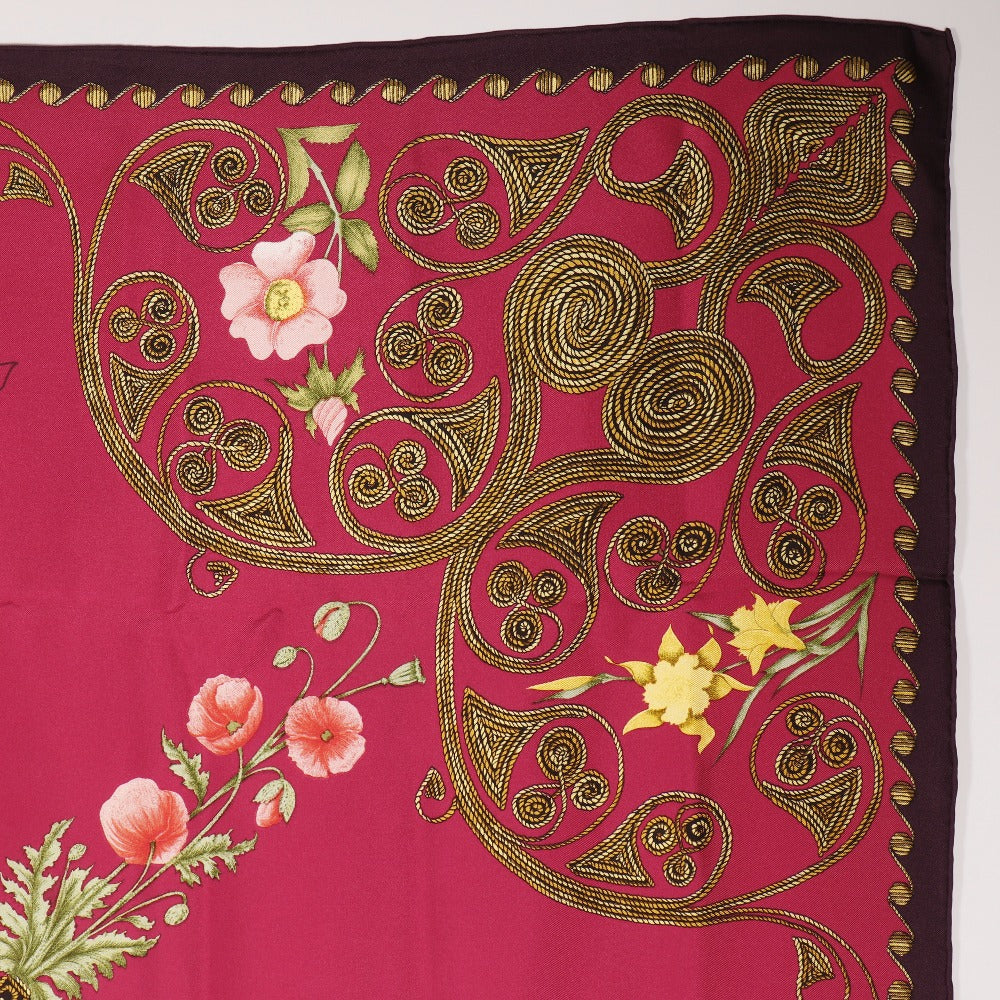 HERMES scarf silk Red ARABESQUES arabesque Carre90