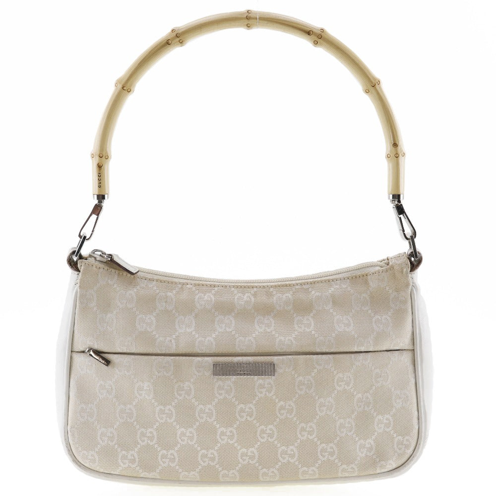 GUCCI Shoulder Bag 001.3865 GG canvas White Bamboo one belt Women Used