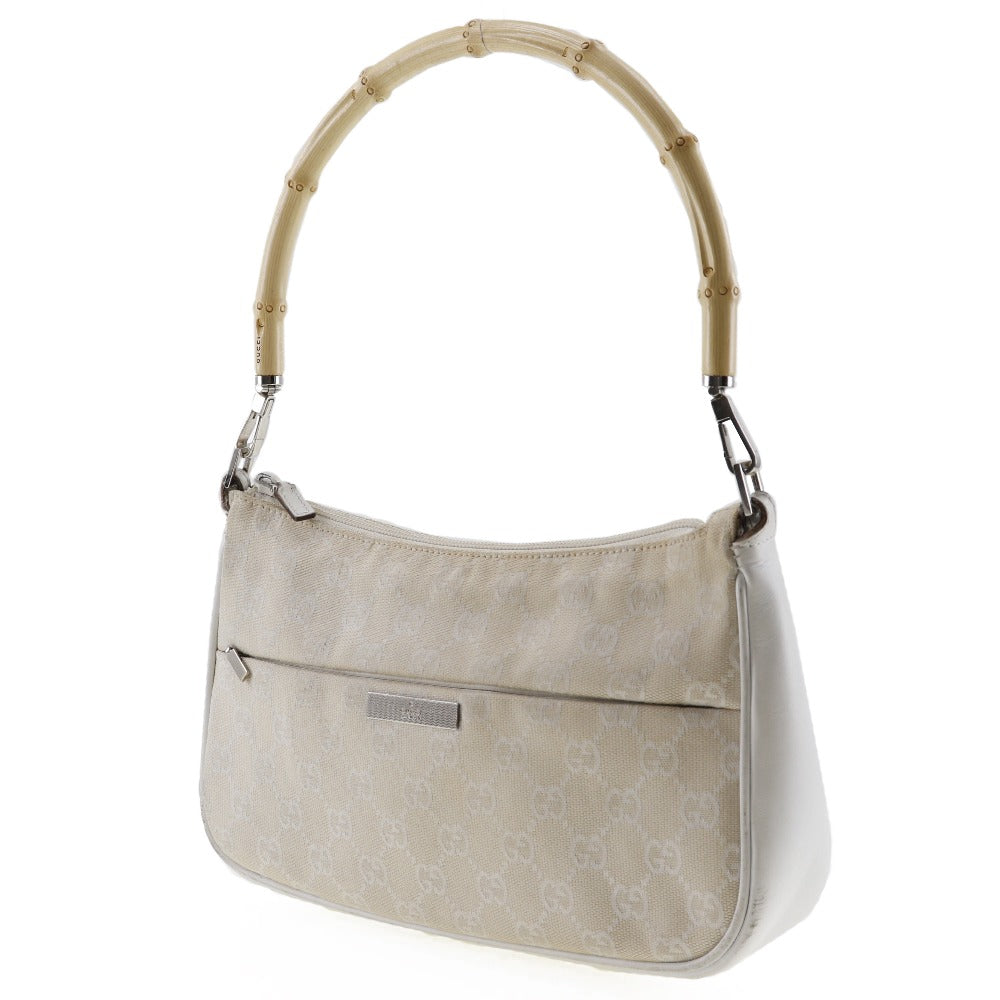 GUCCI Shoulder Bag 001.3865 GG canvas White Bamboo one belt Women Used
