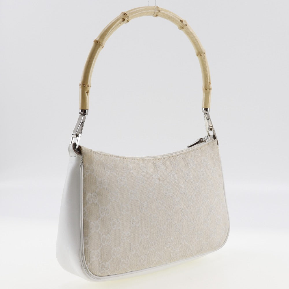 GUCCI Shoulder Bag 001.3865 GG canvas White Bamboo one belt Women Used