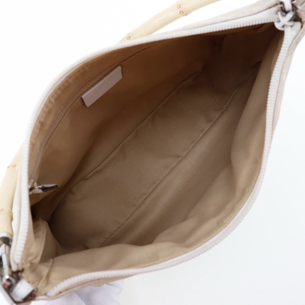 GUCCI Shoulder Bag 001.3865 GG canvas White Bamboo one belt Women Used