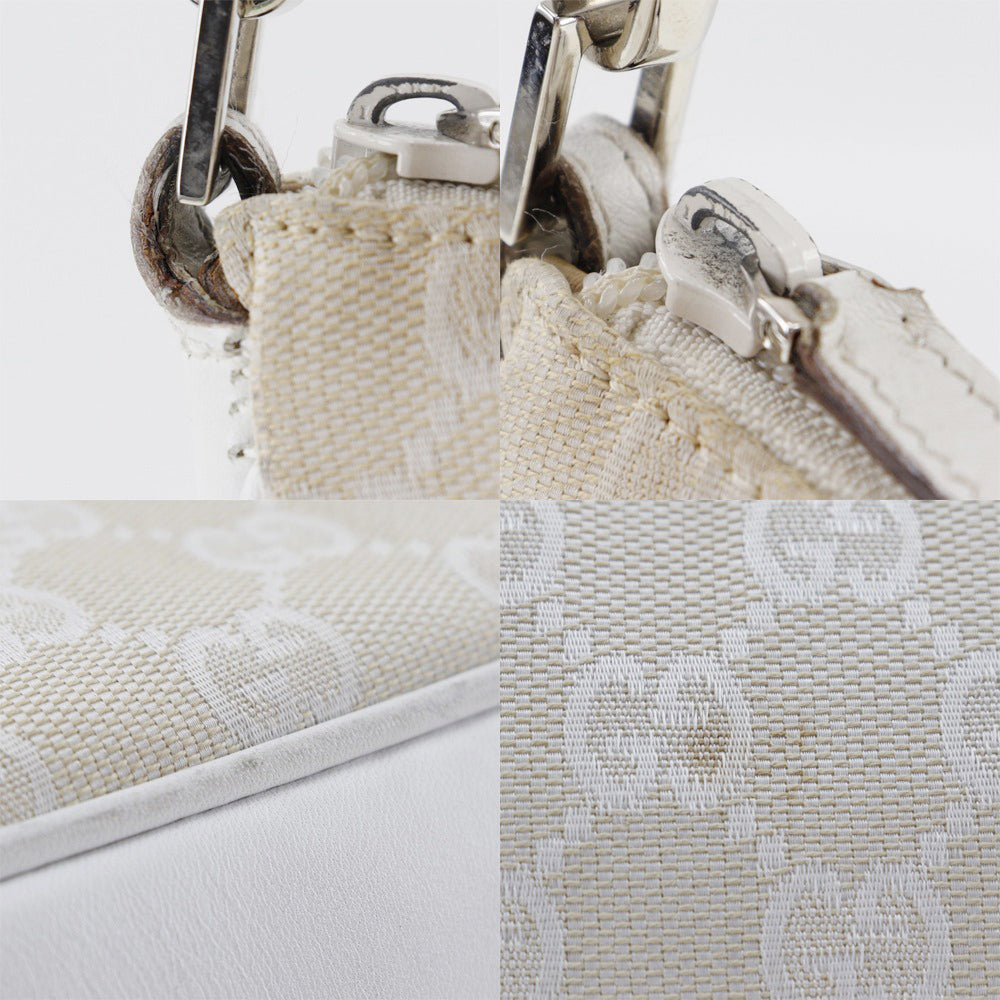 GUCCI Shoulder Bag 001.3865 GG canvas White Bamboo one belt Women Used