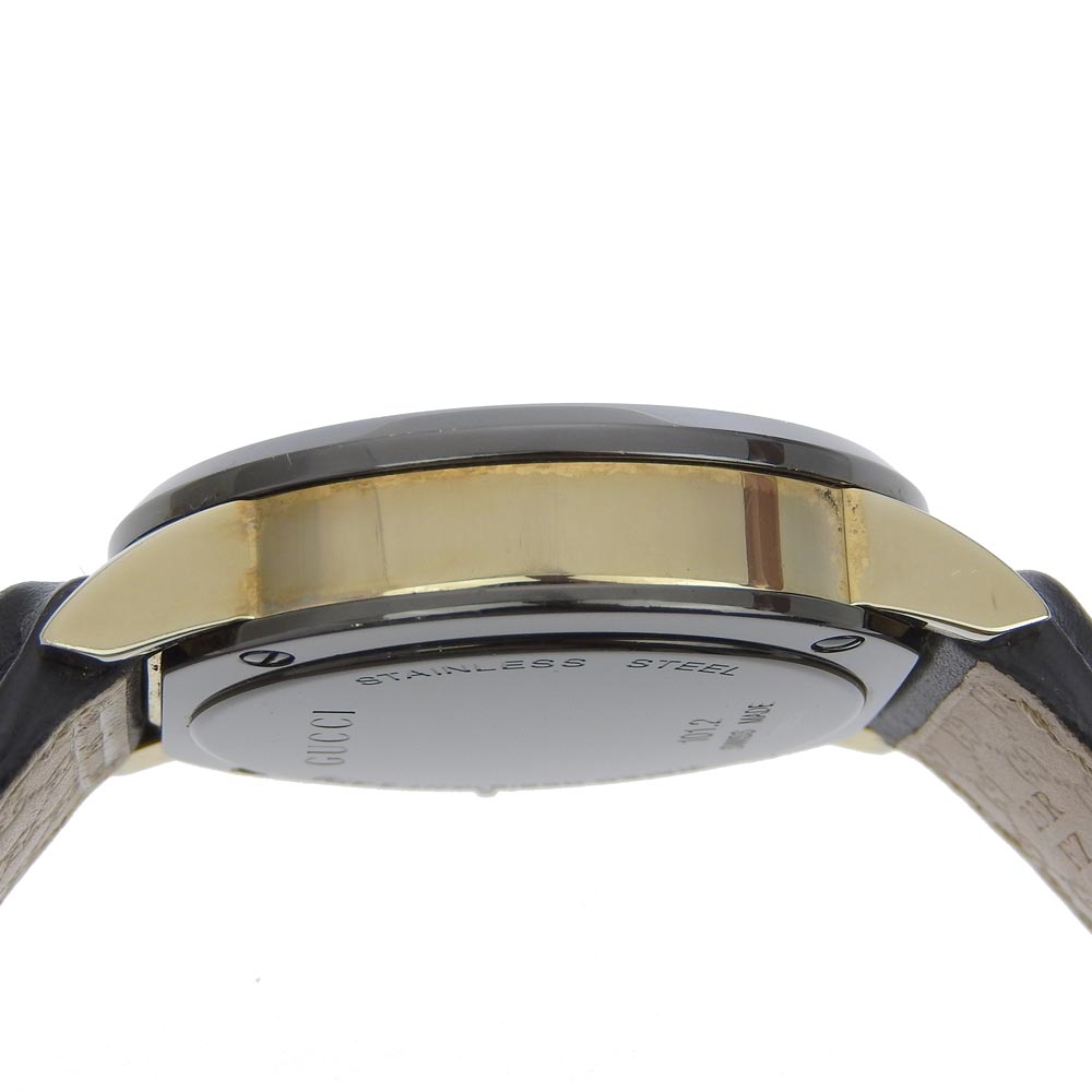GUCCI Watches Quartz 101.2 Stainless Steel , Embossed Leather black G Chrono black dial