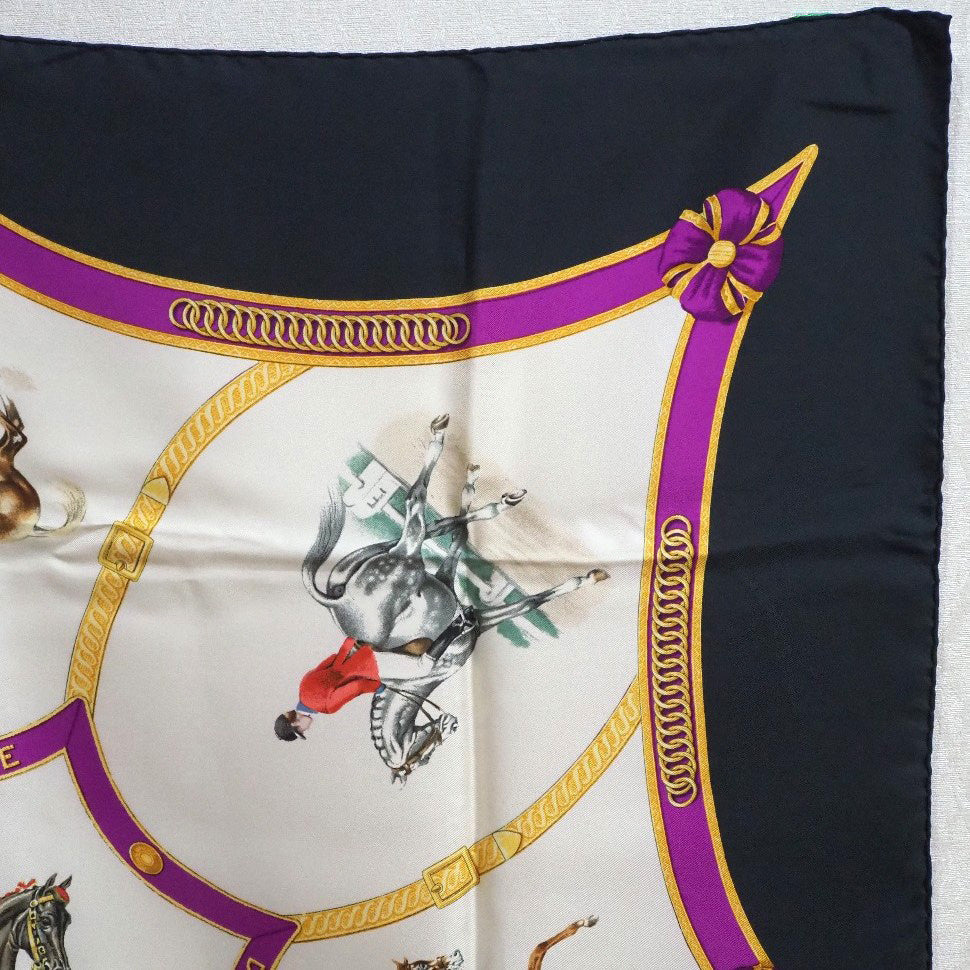 HERMES scarf silk white Le General L'Hotte Carre90 Women Used