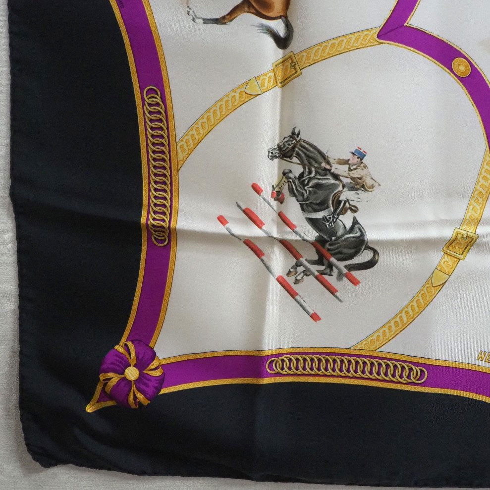 HERMES scarf silk white Le General L'Hotte Carre90 Women Used