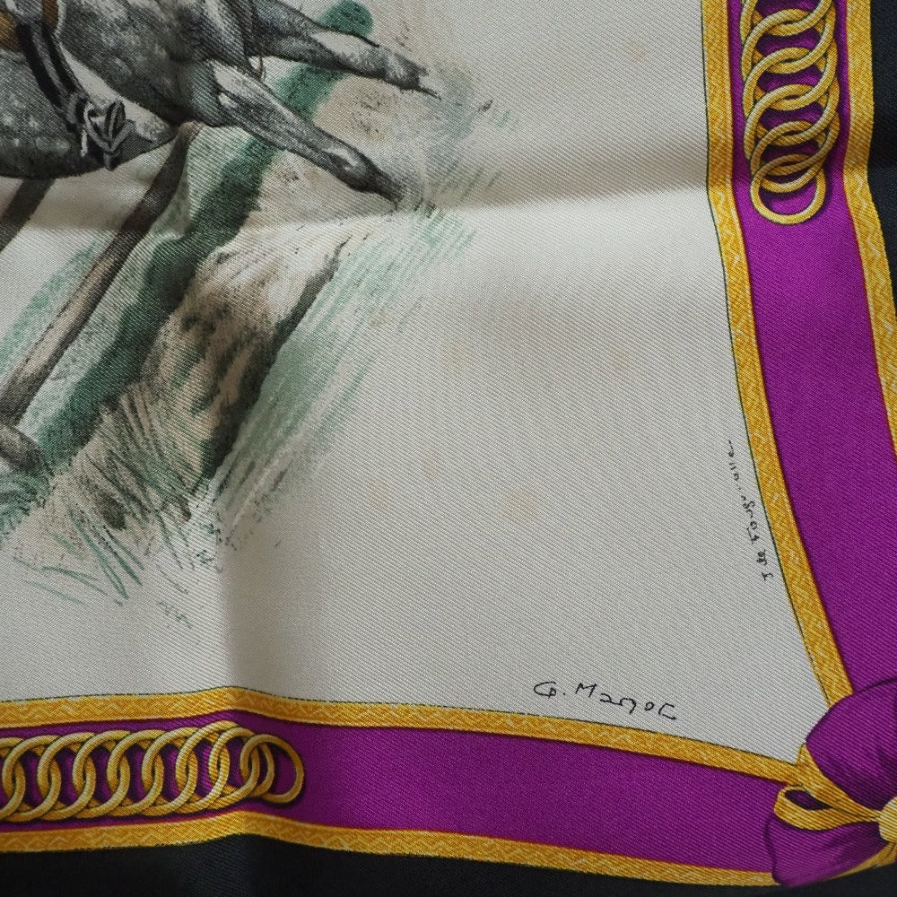 HERMES scarf silk white Le General L'Hotte Carre90 Women Used