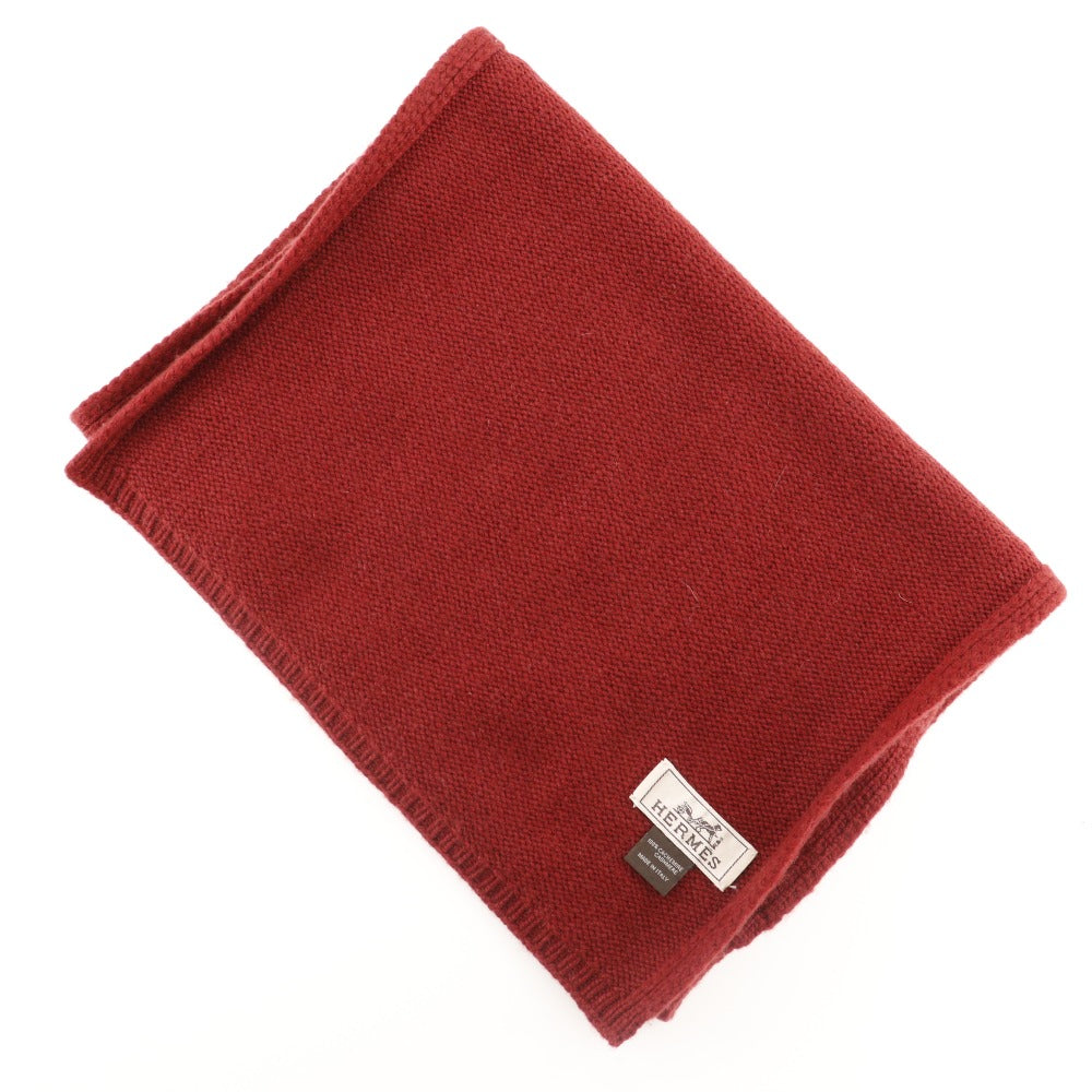 HERMES Scarf cashmere Red Women(Unisex) Used