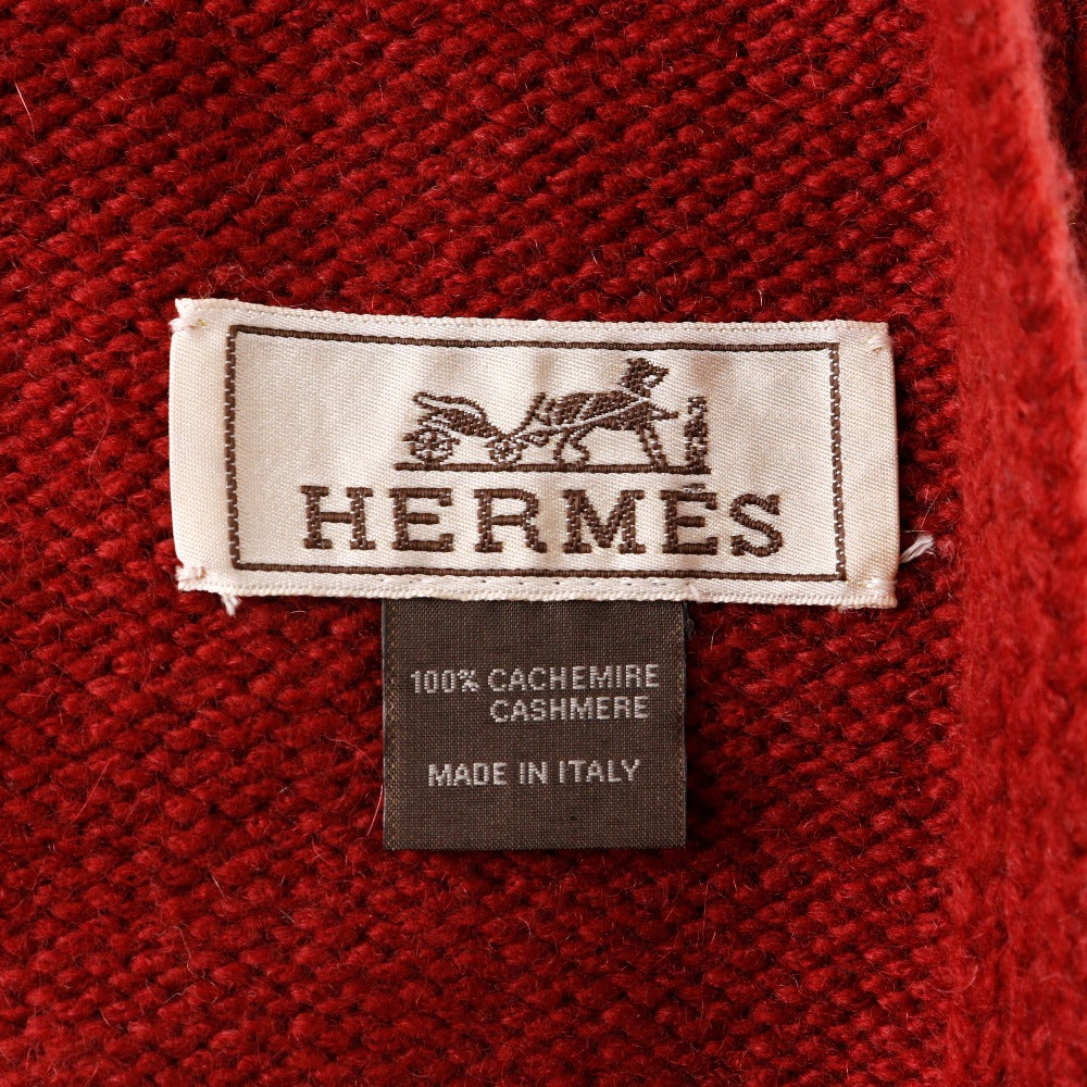 HERMES Scarf cashmere Red Women(Unisex) Used