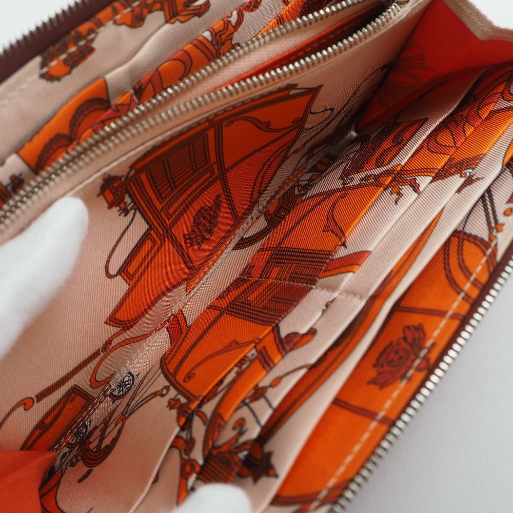 HERMES Long Wallet Purse Epsom, Silk Red Azap silk in Women Used