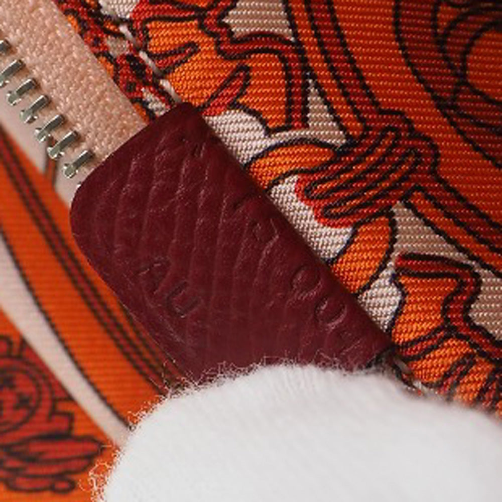 HERMES Long Wallet Purse Epsom, Silk Red Azap silk in Women Used
