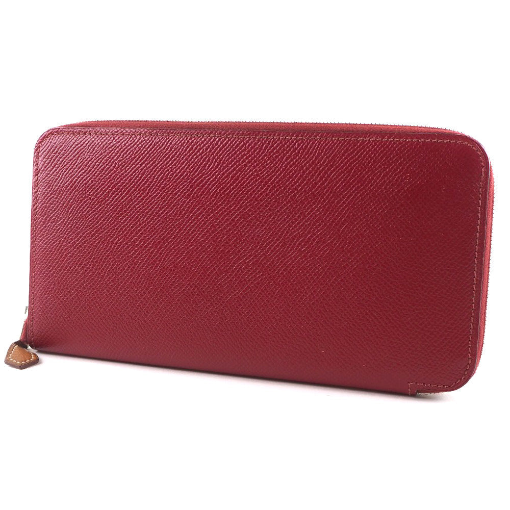HERMES Long Wallet Purse Epsom, Silk Red Azap silk in Women Used