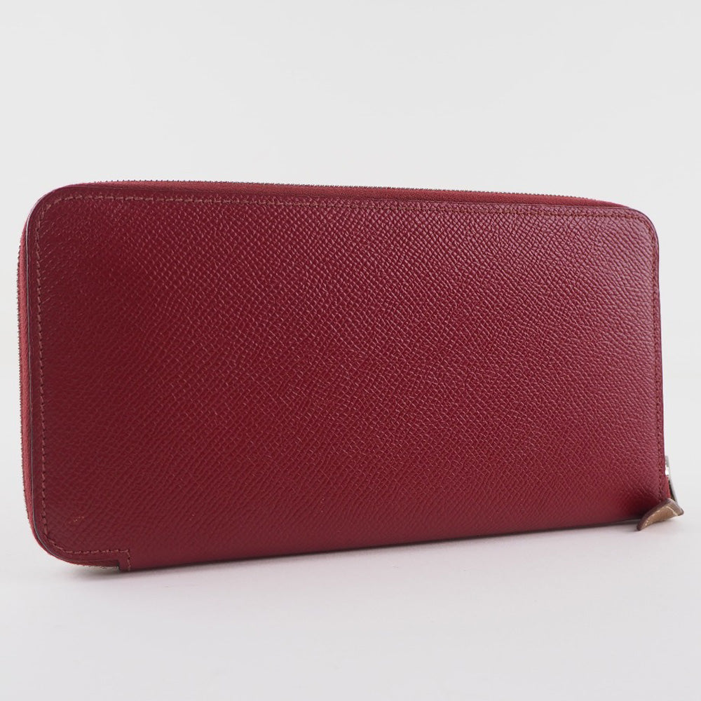 HERMES Long Wallet Purse Epsom, Silk Red Azap silk in Women Used