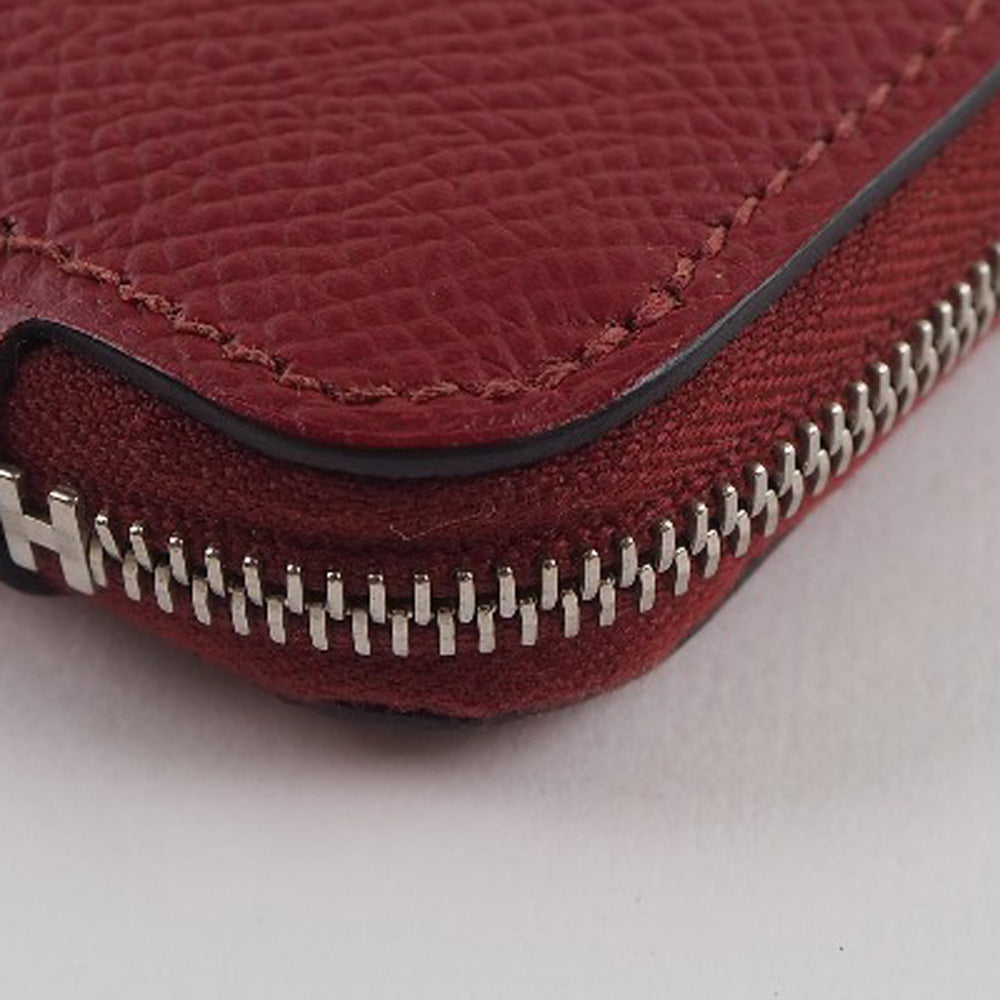 HERMES Long Wallet Purse Epsom, Silk Red Azap silk in Women Used