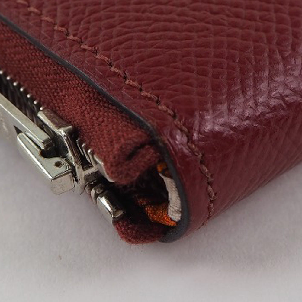 HERMES Long Wallet Purse Epsom, Silk Red Azap silk in Women Used