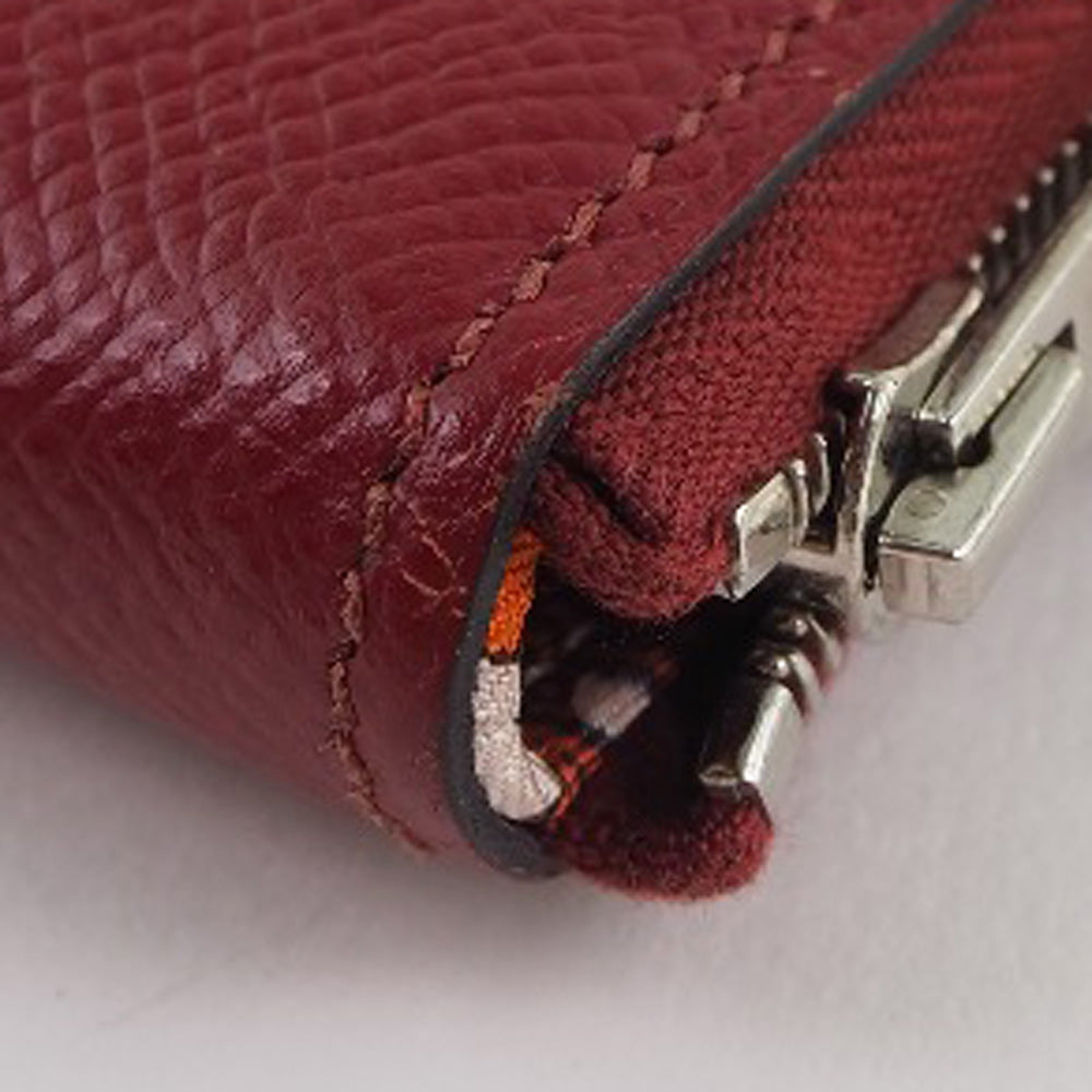 HERMES Long Wallet Purse Epsom, Silk Red Azap silk in Women Used