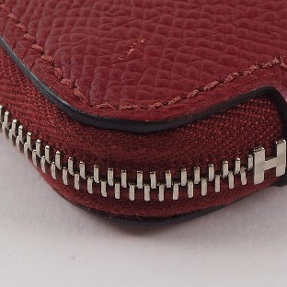 HERMES Long Wallet Purse Epsom, Silk Red Azap silk in Women Used