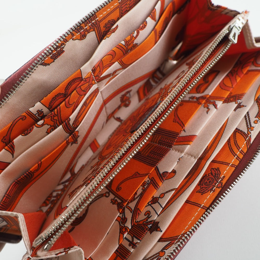HERMES Long Wallet Purse Epsom, Silk Red Azap silk in Women Used