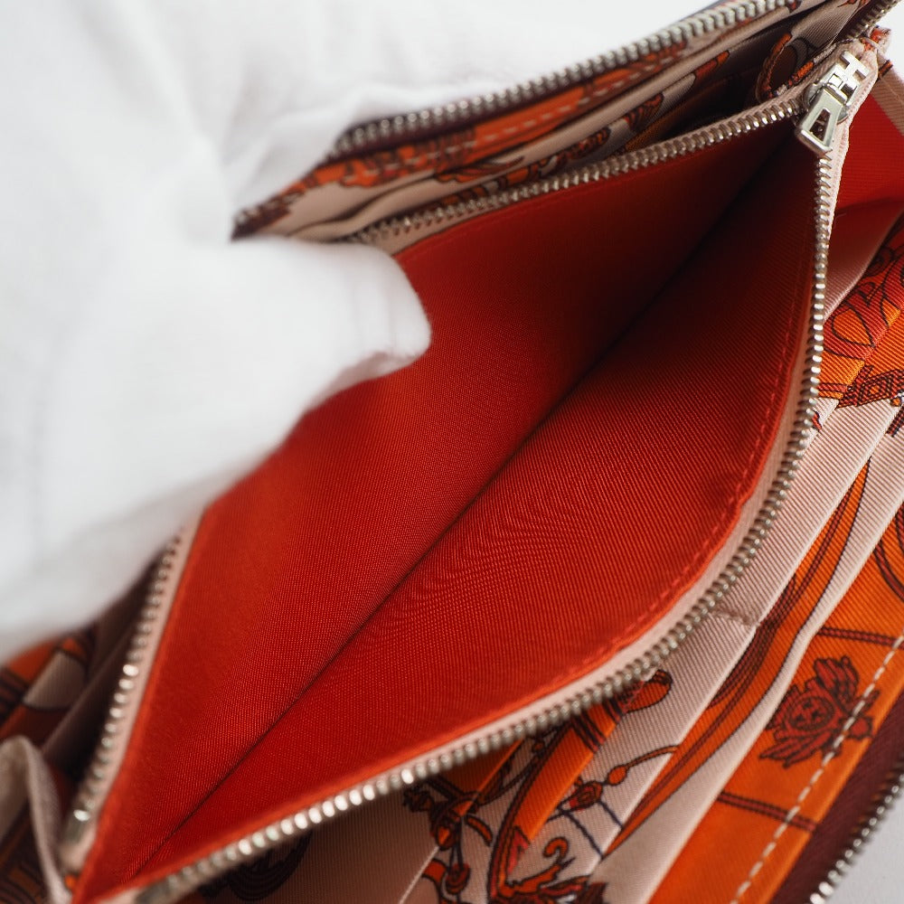 HERMES Long Wallet Purse Epsom, Silk Red Azap silk in Women Used