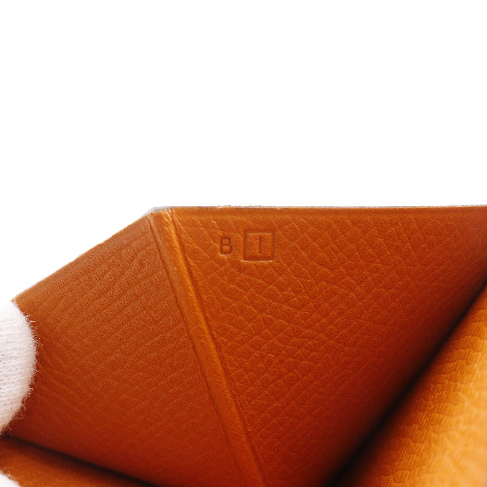 HERMES Long Wallet Purse leather Orange Bean Women Used