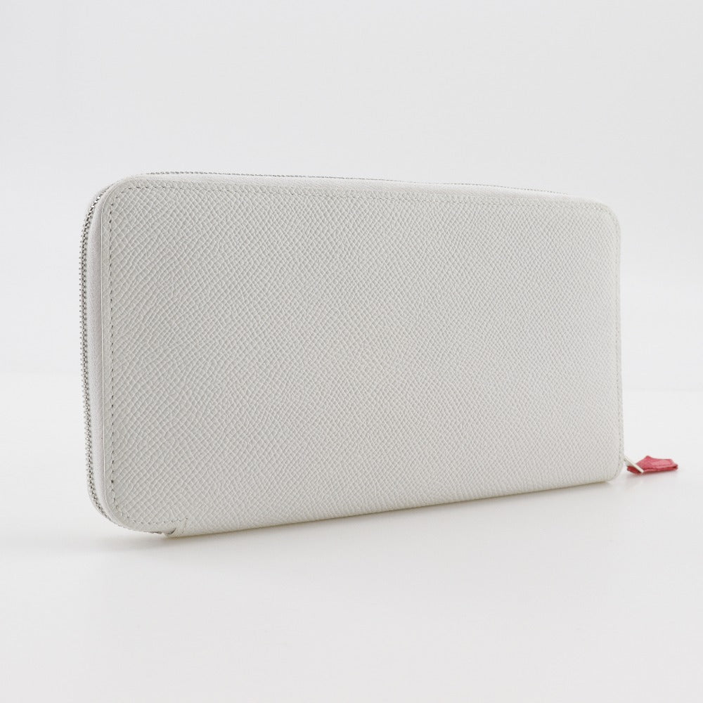 HERMES Long Wallet Purse Epsom White Azap Long Silk Inn Women Used