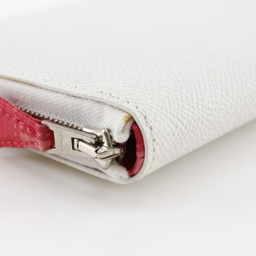 HERMES Long Wallet Purse Epsom White Azap Long Silk Inn Women Used