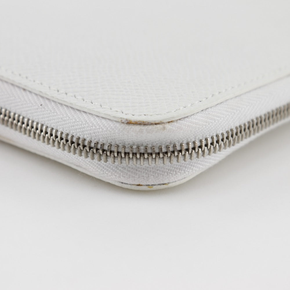 HERMES Long Wallet Purse Epsom White Azap Long Silk Inn Women Used