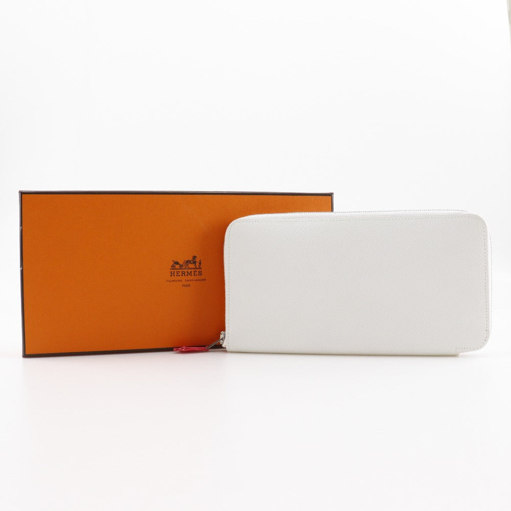 HERMES Long Wallet Purse Epsom White Azap Long Silk Inn Women Used