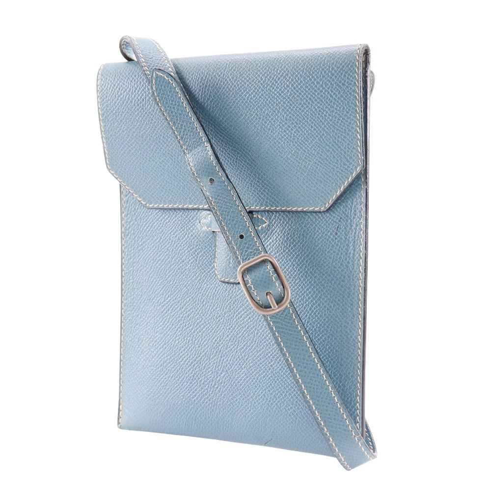 HERMES Shoulder Bag Courchevel light blue Amery