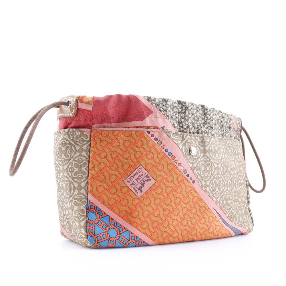 HERMES Pouch Silk, Vaubarenia Brown / orange CARRE EN CRAVATES Foolby 20