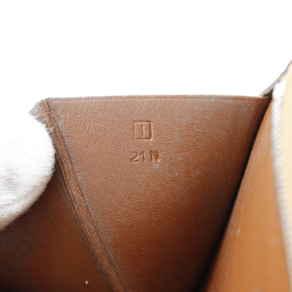 HERMES Long Wallet Purse Box scarf Brown Bean